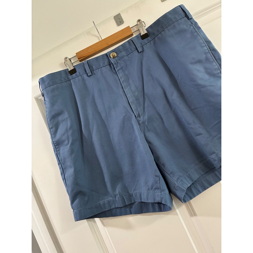 Lands End Mens Blue Traditional Fit Chino Shorts Size 38 Cotton Twill Flat Front